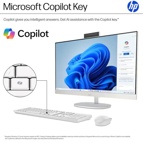 Image of HP All in One Desktop Computer, 27 inch Full HD Touch Screen, Intel Ultra 7-155U(Up to 4.8 GHz), 64 GB DDR5, 1 TB SSD, Windows 11 Pro, Anti-Glare, Adjustable Angle, Wi-Fi 6, w /Accessories