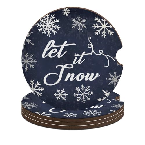 4PCS Posavasos para Auto Let It Snow Universal 6.5 cm miniatura 1