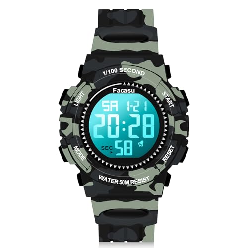 Image of Kids Watch Digital for Boys-Waterproof Kids Sports Watch with Light, Alarm&Snooze,Stopwatch Military Design Silicone Band Gift for Birthdays,Christmas Outdoor Activities(8+ Years)