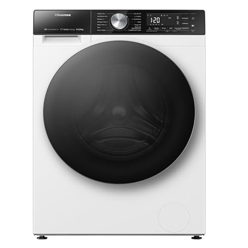 Hisense 5S Series WD5S1045BW 60cm Freestanding 10.5/6 KG Front Load Inverter Washer Dryer with Auto Dose WiFi Enabled Steam Wash - 19 Programs 1400 RPM White Energy Rating A/D