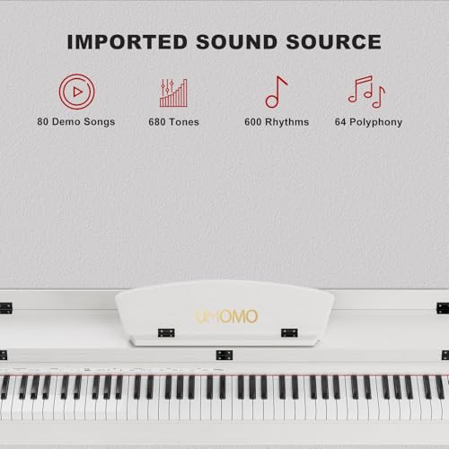 UMOMO U-710 88 Key Digital Piano Keyboard with Piano Bench, Full Size Electric Piano with Piano Stand, Headphone Jack, 3 Pedal, Electronic Piano for Beginner, Adults, White - Thumbnail 2