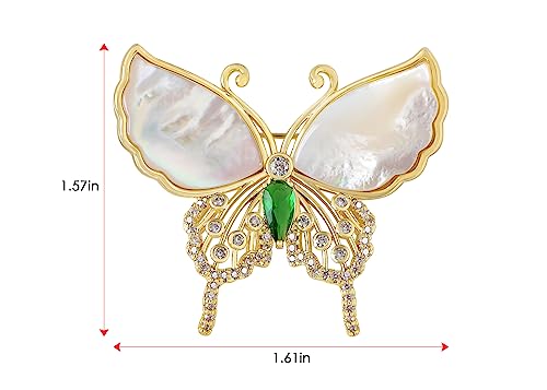 Image of Alilang Sparkling Zircon Seashell Butterfly Brooch Pin With Crystal Rhinestones For Wedding Party