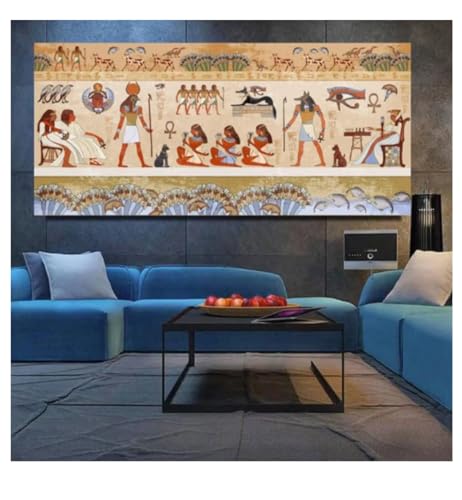 Peinture sur toile égyptienne antique sans cadre 55x120cm pour salon