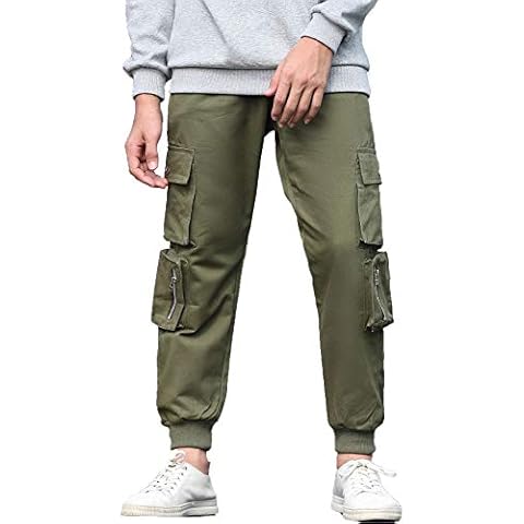 Echinodon Boys' cargo trousers, sweatpants, children's cargo trousers, sports and leisure trousers - Green - 16 Years Cover