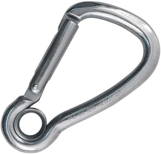 Harness Eye Carbon Steel Carabiner, Asymmetric Straight Gate Connector with Eye, Durable, Made in Italy