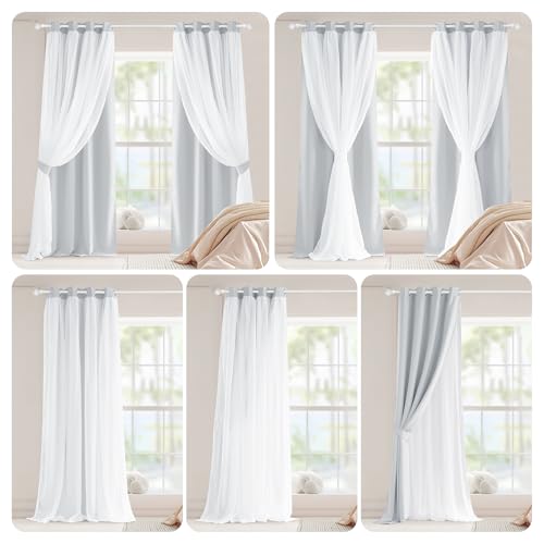 Image of PONY DANCE White Bedroom Curtains, 52 x 63 inches, Greyish White, 2 Pieces