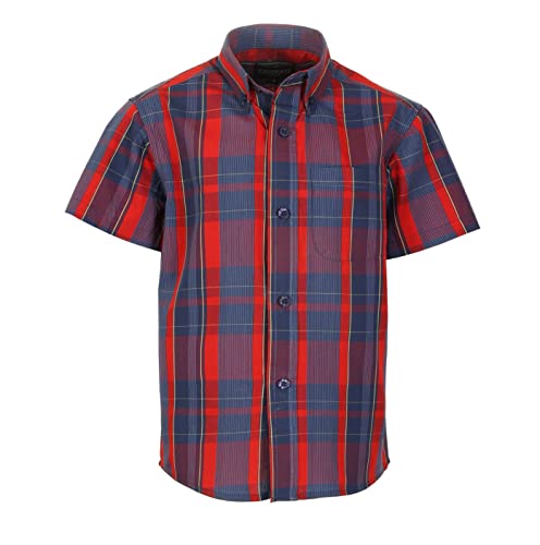 Image of Gioberti Boys Casual Plaid Checked Short Sleeve Button Down Shirt