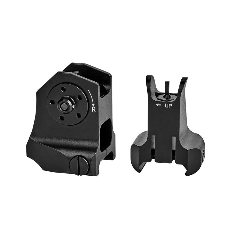 Tactical Fixed Front Rear Iron Sight Combo Set,D Scope Sight Fit 20mm Picatinny Rail, Black