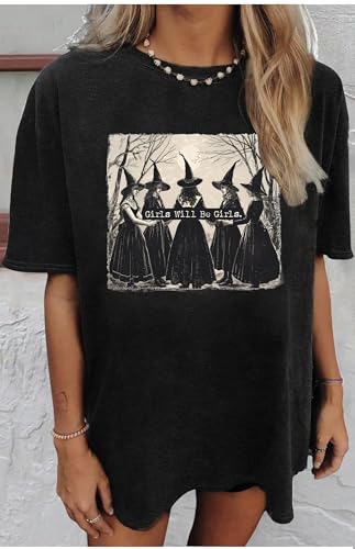 Halloween Oversized T Shirts for Women Fall Pumpkin Tops Girls Will Be Girls Shirt with Graphic Tees Outfits2