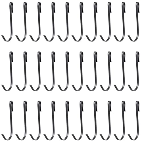 Teaaha 30 PCS J Hooks for Hanging, 2.4 Inch Clip-On Stainless Steel Wire Shelf Hooks, J Shaped Rack Hanger Sink Grid Hook for Hanging Closet, Kitchen Utensil, Pot, Pan, Bags