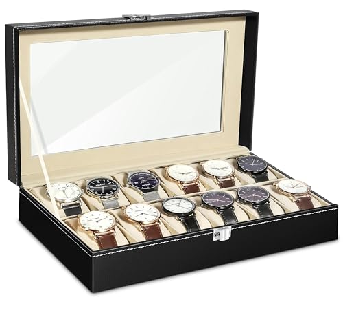 Estojo Caixa para 12 Relógios, Caixa de Relogio, Porta Relogio, Porta Relogio Masculino