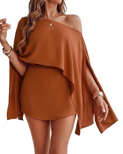 CHICME Women's 3 Piece Summer Outfits Off Shoulder Batwing Sleeve