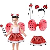 【Marienkäfer Kostüm Kinder set】Das faschingskostüme kinder besteht aus einem gepunkteten Tutu, einem Flügel, Marienkäfer haarreif und einem Zauberstab. Reichhaltiges und komplettes Zubehör ermöglicht es Ihrem Kind, die süßeste Marienkäferprinzessin zu werden.