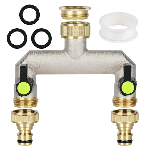 flintronic Robinet Distributeur 2 Voies, Robinet Double Sortie Répartiteur d'eau, Distributeur d'eau 2 Voies 3/4, Adaptateur Robinet Tuyau Arrosage,...