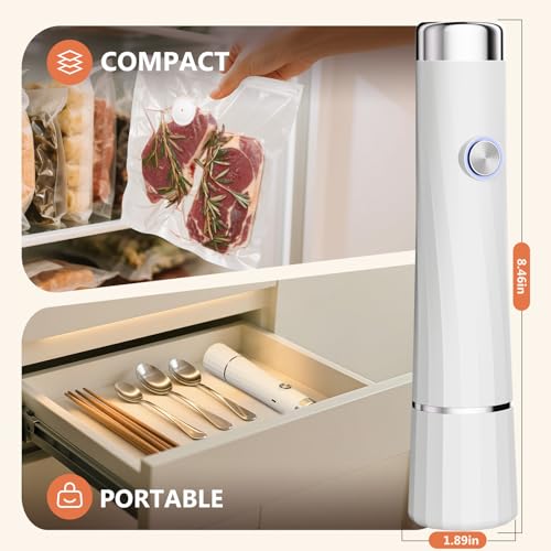 Image of Vacuum Sealer for Food with 30 Reusable Vacuum Bags, Compact Handheld Vacuum Sealer Machine for Meal Prep, Leftovers, Freezer Storage, and Fresh Food Preservation