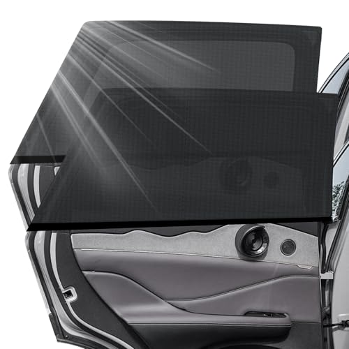 Joyblossom Parasol de Coche para Ventana Lateral Trasera, para Niños y Mascotas, Sombrilla Universal con protección UV, Compatible con la mayoría de los vehículos, Gris Oscuro, 2 Unidades