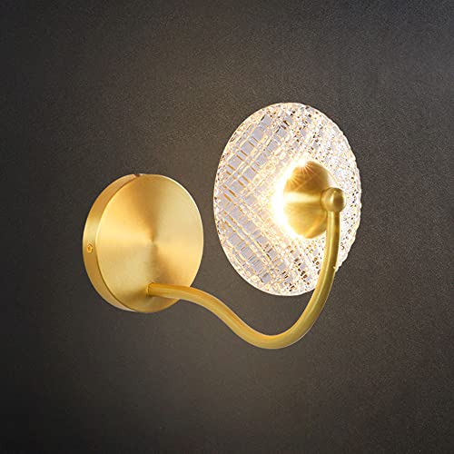 Apliques de pared de cobre para dormitorio con cristal labrado de lujo