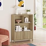 [en.casa] Highboard Lukkodso Kommode Sideboard 103 x 80 x 28 cm Mehrzweckschrank Wohnzimmerschrank mit 2 Türen und 5 Fächern Schrank für Wohnzimmer Eicheoptik, rustikal