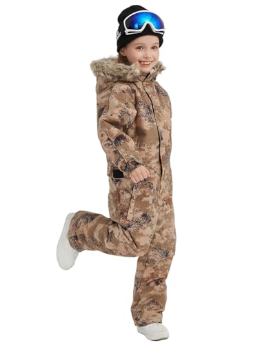Image of Kids Girls Boys Waterproof Colorful One Piece Snowsuits Coveralls Ski Suits Jackets Winter Jumpsuits