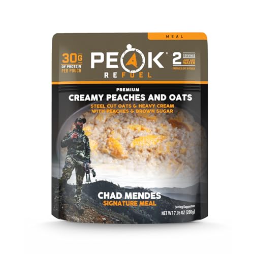 Peak Refuel Mendes Signature Meal | Premium Freeze-Dried Variety Meal | Hunting, Survival, Camping and Backpacking Food | High Protein Game Meat | MRE | Made in the USA (Mendes Creamy Peach and Oats)