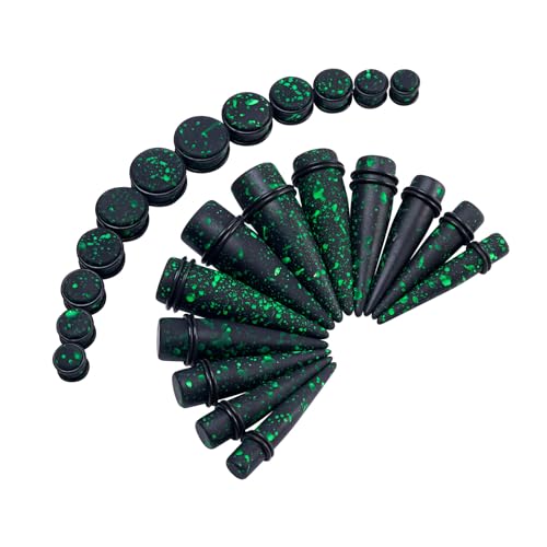 Oyaface 24 Pieces Acrylic Ear Stretching Kit Tapers Plugs Gauges Expander Stretchers Eyelets Set 10mm-20mm Piercing Jewelry, Style A, Black