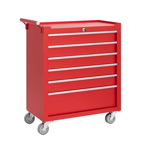 Garvee 6-Drawer Rolling Tool Chest, Red