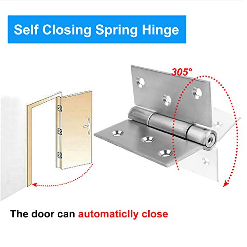 3 Pack 3" Self Closing Door Hinges, 201 Stainless Steel Heavy Duty Spring Hinges, Automatic Closing Adjustable Tension Brushed Hinges With Screws (Size: 3 X 3¼ Inches Thickness: 2.9 Mm) #TOP4
