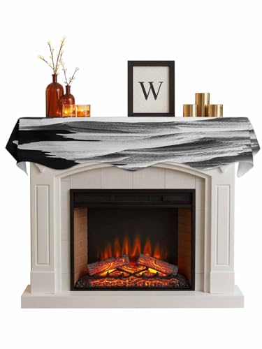 Impressionist Art Abstract Hill Scene Mantel Scarf 70x17in,Washable Fireplace Top