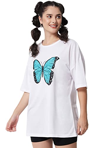 Image of KOTTY Women's Oversized T-Shirts | Cotton Blend||Stylish Prints & Solids||Long Length||Loose fit