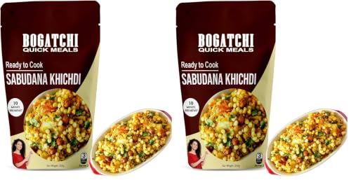 Image of BOGATCHI Quick Meals - Ready to Cook Authentic SABUDANA KHICHDI - 200 g, Ready to Eat Meal, Vrat Food, 100% Natural Ingredients, No Preservatives, No Artificial Flavours & Colours (Pack of 2)