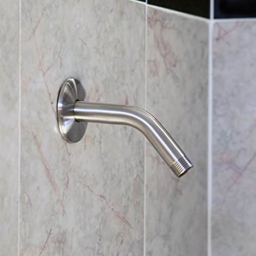 6 Inch Shower Arm And Flange - Solid Stainless Steel, Wall-Mounted For Fixed Shower Head & Handheld Showerhead Mounts - Aqua Elegante - Brushed Nickel #TOP6