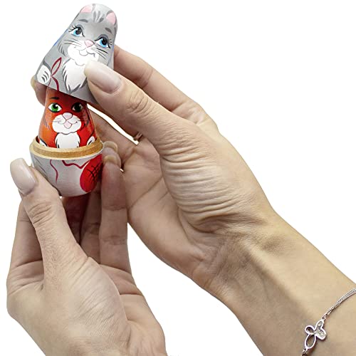 AEVVV Cat Themed Wooden Nesting Dolls Set #TOP25