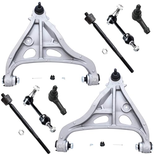 Image of Detroit Axle - 4WD 8pc Front End Kit for Ford 2004-2005 F-150, 2 Lower Control Arms with Ball Joints Assembly 2 Stabilizer Sway Bar End Links 4 Inner Outer Tie Rods Replacement