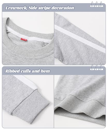 Image of GFQLONG 3 Pack Toddler Boy Girl Cotton Crewneck Sweatshirt Kids Lightweight Long Sleeves with Stripe Fall Fashion Tops