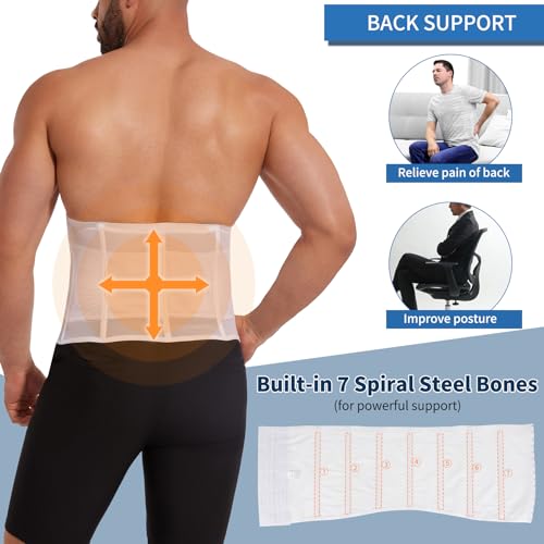 Miss Moly Waist Trainer For Men Corset With Steel Bones Stomach Belt Waist Trimmer Belly Girdle For Fitness Body Shaper With Hooks White 2Xl thumb #3