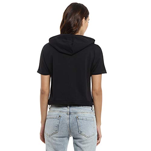 Image of PINACOLADA Women's Hooded Cropped Top for Casual Wear | Crew Neck | Short Sleeve |Poly Cotton Top Crafted with Regular Sleeve & Comfort Fit for Everyday Wear
