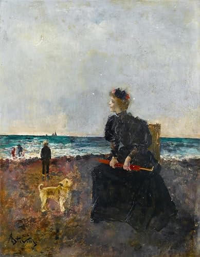 Lienzo de Alfred Stevens la donna seduta impresión artística en lona premium de 60x90cm
