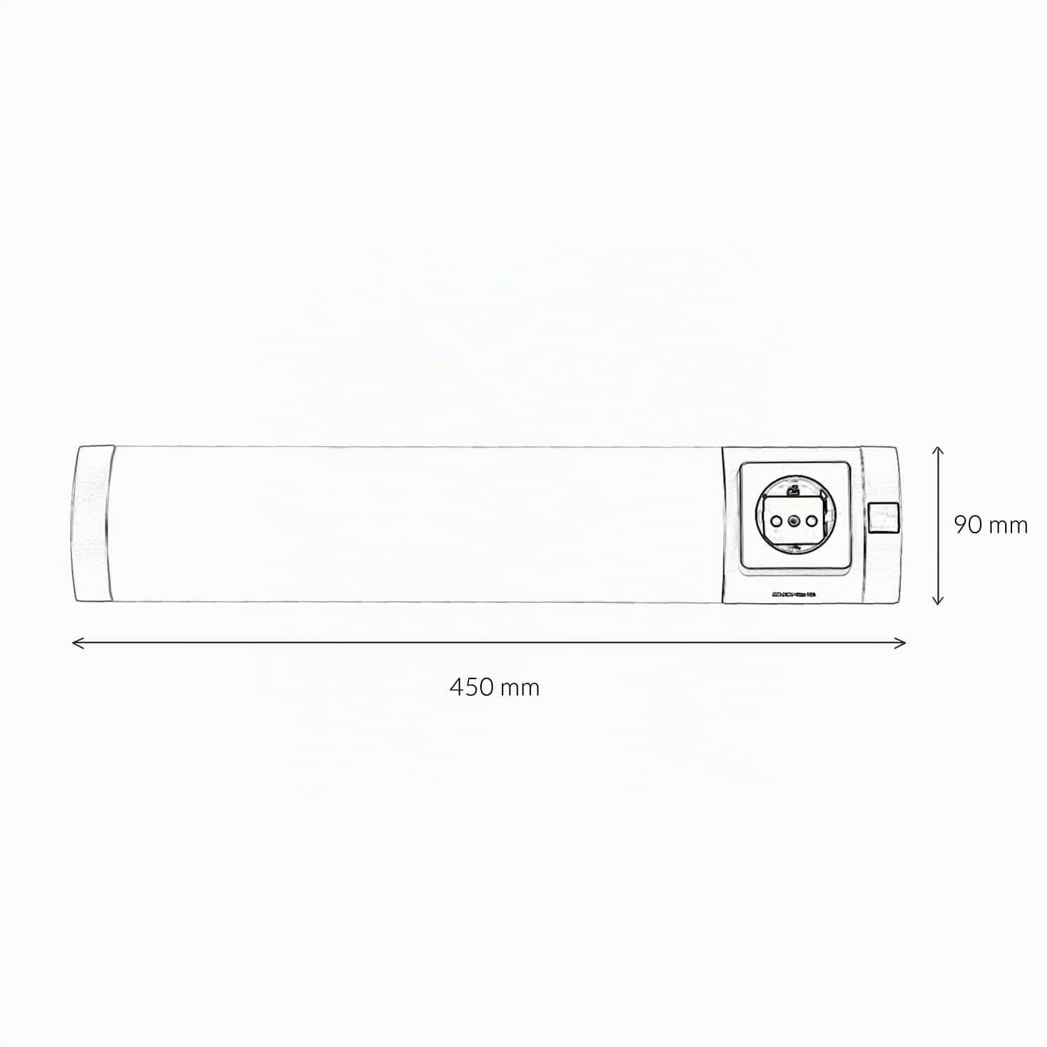 Easylight Lámpara de pared SOFT baño LED con toma de corriente eléctrica luz blanca fría plateada 6500K Aplique con interruptor ideal para Cocina Baño