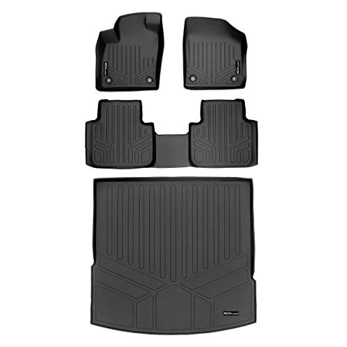 Smartliner Floor Mats And Cargo Liner Behind 2Nd Row Black Compatible With 2020-2022 Volkswagen Atlas Cross Sport 5 Passenger Models Only #TOP16