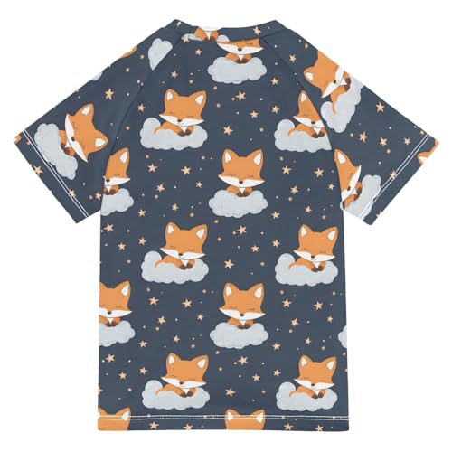 ALAZA Kids Rash Guard Boys Toddler Swim Shirts Short Sleeve Fox Cloud UPF 50+ 3T2