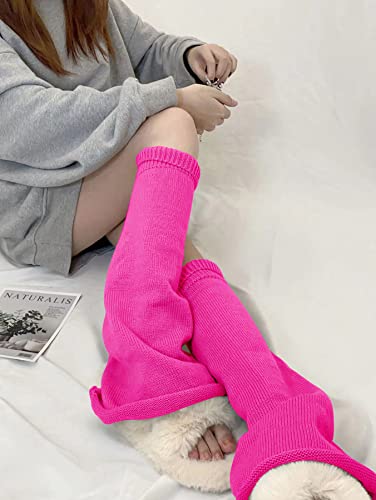 Image of WODECASA Girls Kawaii Leg Warmers Knitted Flared Leg Sleeves Goth Crochet Baggy Cuff Ankle Heap Socks