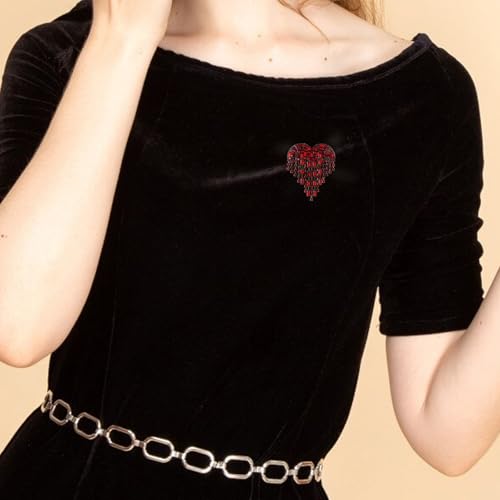 Image of LAXPICOL Vintage Cute Red Love-Heart Austrian Crystal Brooch Broach Pin for Women