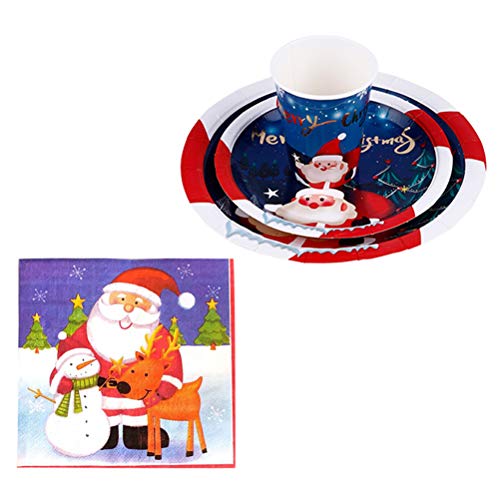 1 conjunto de copos de prato descartáveis ??de natal