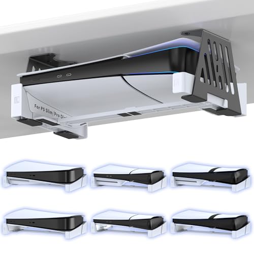 Kytok PS 5 Under Desk Mount for All PS-5 Models Disc & Digital Version, Metal PS-5 Desk Holder with Hidden Design, PS 5 Bracket Compatible with Play Station 5/Slim/Pro Console