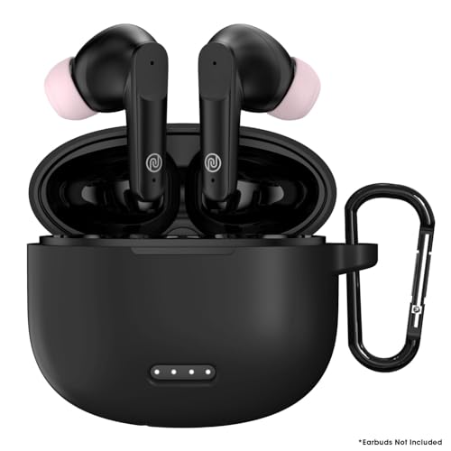 Image of Sounce Earphone Case Cover Compatible for Noise Buds VS104, Soft Silicone Skin Case Cover Shock-Absorbing Protective Case with Keychain [Front LED Visible] - Black