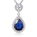 Produktbild 925 Sterling Silber Halskette Tropfenform Blauer simulierter Saphir Österreichische Zirkonia Kristalle Schmuck Halskette Anhänger