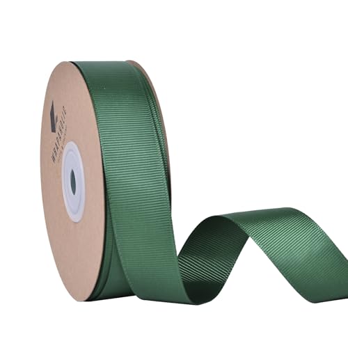WRAPAHOLIC 7/8 Inch X 25 Yards Forest Green Grosgrain Curling Ribbon for Hair Bows, Gift Wrapping, Floral & Crafts