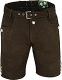 plattlerhose kinder Kurze Trachtenlederhose Damen mit Gürtel aus echtem Wild NubukLeder