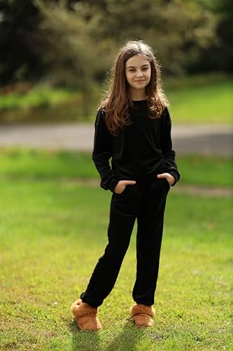 Image of Arshiner Girls 2 Piece Outfit Sweatsuits Set Kids Velour Sweatshirts & Sweatpants Tracksuits Set for Girls