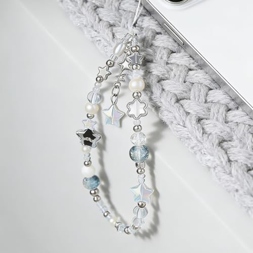 Image of Cute Beaded Camera Wrist Strap for Phone, Digital Camera Charm Lanyard, Pearl Beaded Chain for Bag Keychain Gift